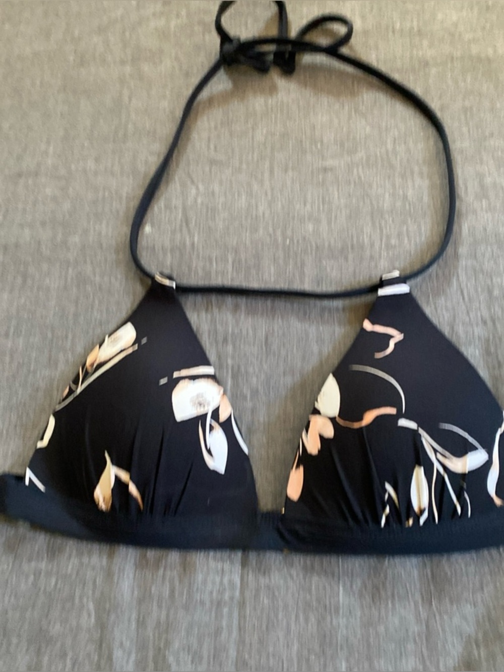 Cute black floral triangle swimsuit top
